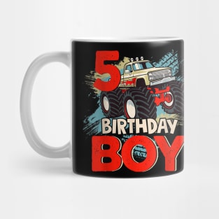 5 Year Old 5th Birthday Boy Monster Truck Car Mug